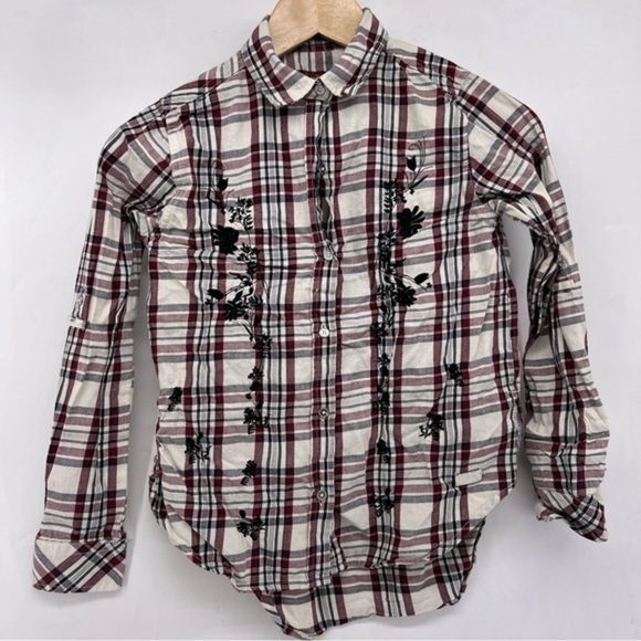 5/$25 7 for all mankind girls large red black long sleeve collared shirt - Picture 1 of 6